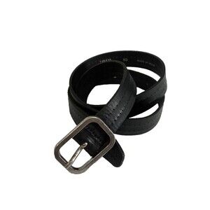 ZARA Women’s Black Leather Belt Made in Spain Silver Buckle 36 inch L